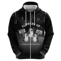 Funny Penguin Resist Zip Hoodie Flippers Up I Stand With Penguins