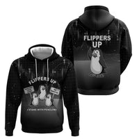 Funny Penguin Resist Zip Hoodie Flippers Up I Stand With Penguins