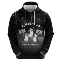 Funny Penguin Resist Zip Hoodie Flippers Up I Stand With Penguins