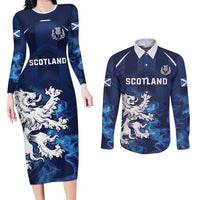 Scotland Rugby Custom Couples Matching Long Sleeve Bodycon Dress and Long Sleeve Button Shirt Go Scottish Thistle Unique Style