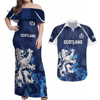Scotland Rugby Custom Couples Matching Off Shoulder Maxi Dress and Hawaiian Shirt Go Scottish Thistle Unique Style