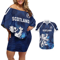 Scotland Rugby Custom Couples Matching Off Shoulder Short Dress and Hawaiian Shirt Go Scottish Thistle Unique Style
