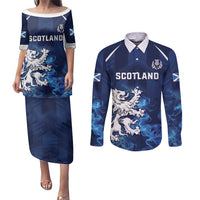 Scotland Rugby Custom Couples Matching Puletasi and Long Sleeve Button Shirt Go Scottish Thistle Unique Style