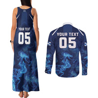 Scotland Rugby Custom Couples Matching Tank Maxi Dress and Long Sleeve Button Shirt Go Scottish Thistle Unique Style