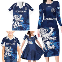Scotland Rugby Custom Family Matching Long Sleeve Bodycon Dress and Hawaiian Shirt Go Scottish Thistle Unique Style
