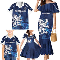 Scotland Rugby Custom Family Matching Mermaid Dress and Hawaiian Shirt Go Scottish Thistle Unique Style