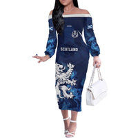 Scotland Rugby Custom Family Matching Off The Shoulder Long Sleeve Dress and Hawaiian Shirt Go Scottish Thistle Unique Style