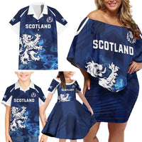 Scotland Rugby Custom Family Matching Off Shoulder Short Dress and Hawaiian Shirt Go Scottish Thistle Unique Style