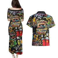 Raised On Hip Hop Couples Matching Puletasi and Hawaiian Shirt Graffiti Art Style - Wonder Print Shop