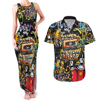 Raised On Hip Hop Couples Matching Tank Maxi Dress and Hawaiian Shirt Graffiti Art Style - Wonder Print Shop