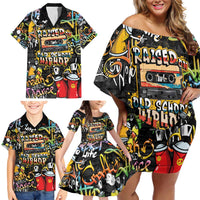 Raised On Hip Hop Family Matching Off Shoulder Short Dress and Hawaiian Shirt Graffiti Art Style - Wonder Print Shop
