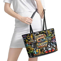 Raised On Hip Hop Leather Tote Bag Graffiti Art Style - Wonder Print Shop