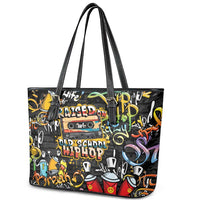 Raised On Hip Hop Leather Tote Bag Graffiti Art Style - Wonder Print Shop