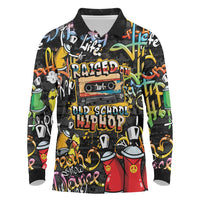 Raised On Hip Hop Long Sleeve Polo Shirt Graffiti Art Style - Wonder Print Shop