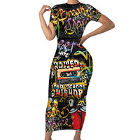Raised On Hip Hop Short Sleeve Bodycon Dress Graffiti Art Style - Wonder Print Shop