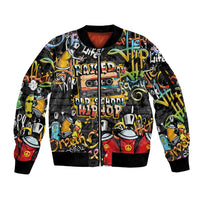 Raised On Hip Hop Sleeve Zip Bomber Jacket Graffiti Art Style - Wonder Print Shop