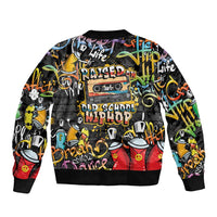 Raised On Hip Hop Sleeve Zip Bomber Jacket Graffiti Art Style - Wonder Print Shop