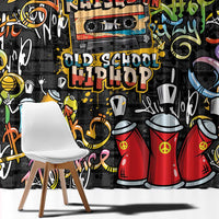 Raised On Hip Hop Window Curtain Graffiti Art Style - Wonder Print Shop