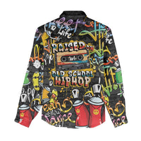 Raised On Hip Hop Women Casual Shirt Graffiti Art Style - Wonder Print Shop
