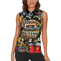 Raised On Hip Hop Women Sleeveless Polo Shirt Graffiti Art Style - Wonder Print Shop
