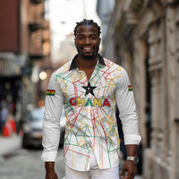 Custom Ghana Football 2026 Long Sleeve Button Shirt Black Stars Never Fall White Version