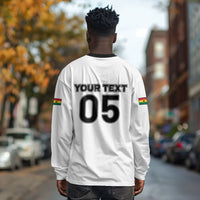 Custom Ghana Football 2026 Long Sleeve Shirt Black Stars Never Fall White Version