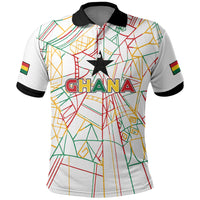 Custom Ghana Football 2026 Polo Shirt Black Stars Never Fall White Version