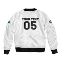 Custom Ghana Football 2026 Sleeve Zip Bomber Jacket Black Stars Never Fall White Version