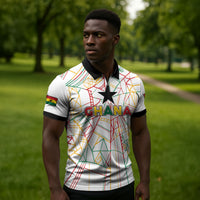 Custom Ghana Football 2026 Zipper Polo Shirt Black Stars Never Fall White Version