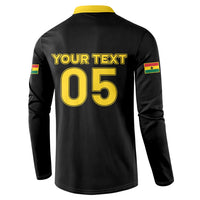 Custom Ghana Football 2026 Button Sweatshirt Black Stars Never Fall Black Version