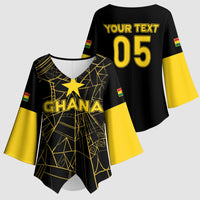Custom Ghana Football 2026 Kimono Sleeve Blouse Black Stars Never Fall Black Version