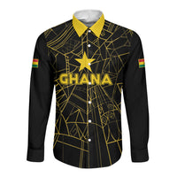 Custom Ghana Football 2026 Long Sleeve Button Shirt Black Stars Never Fall Black Version