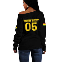 Custom Ghana Football 2026 Off Shoulder Sweater Black Stars Never Fall Black Version