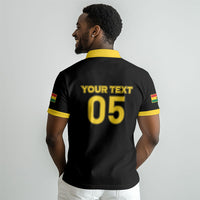Custom Ghana Football 2026 Polo Shirt Black Stars Never Fall Black Version LT05