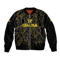 Custom Ghana Football 2026 Sleeve Zip Bomber Jacket Black Stars Never Fall Black Version