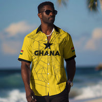 Custom Ghana Football 2026 Hawaiian Shirt Black Stars Never Fall Yellow Version