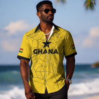 Custom Ghana Football 2026 Hawaiian Shirt Black Stars Never Fall Yellow Version LT05