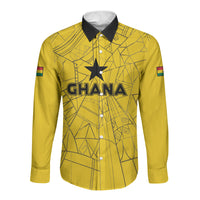 Custom Ghana Football 2026 Long Sleeve Button Shirt Black Stars Never Fall Yellow Version