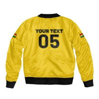 Custom Ghana Football 2026 Sleeve Zip Bomber Jacket Black Stars Never Fall Yellow Version