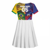 Custom Brazil Haiti 2026 World Football Kid Short Sleeve Dress Go For Glory