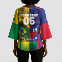 Custom Brazil Haiti 2026 World Football Kimono Sleeve Blouse Go For Glory