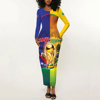 Custom Brazil Haiti 2026 World Football Long Sleeve Bodycon Dress Go For Glory
