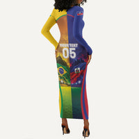 Custom Brazil Haiti 2026 World Football Long Sleeve Bodycon Dress Go For Glory