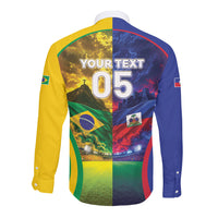 Custom Brazil Haiti 2026 World Football Long Sleeve Button Shirt Go For Glory