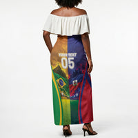 Custom Brazil Haiti 2026 World Football Off Shoulder Maxi Dress Go For Glory
