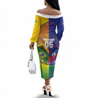 Custom Brazil Haiti 2026 World Football Off The Shoulder Long Sleeve Dress Go For Glory