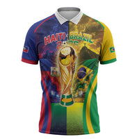 Custom Brazil Haiti 2026 World Football Zipper Polo Shirt Go For Glory
