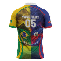 Custom Brazil Haiti 2026 World Football Zipper Polo Shirt Go For Glory