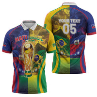 Custom Brazil Haiti 2026 World Football Zipper Polo Shirt Go For Glory