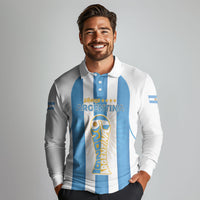 Custom World Football 2026 Argentina Long Sleeve Polo Shirt Vamos La Albiceleste